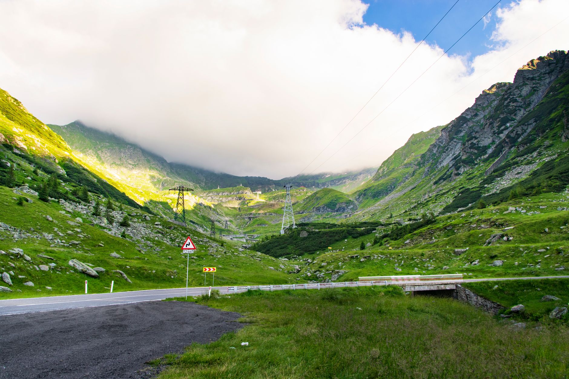 The winding Transfăgărășan road climbing through the Carpathian Mountains